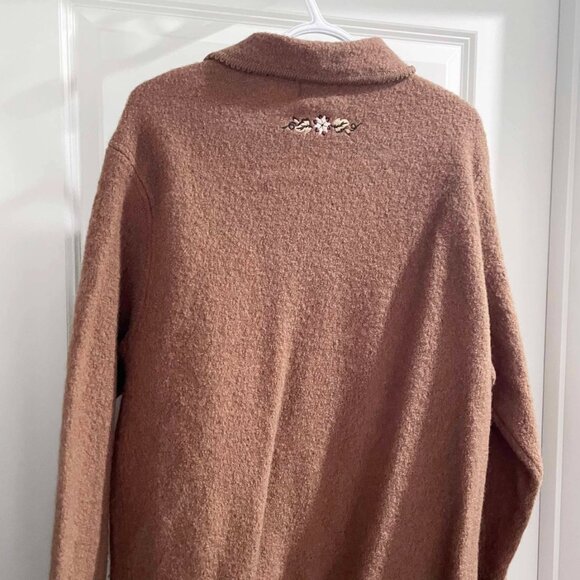 Vintage 90s Floral Embroidered Wool Coat - Medium/Large - Picture 3 of 7